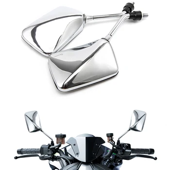 Регулируеми 10 ММ Хромирани Мотоциклети Огледала за Обратно виждане ATV Странични Огледала E-bike За Dirt Bike Мотопед Скутер Триколка Атв