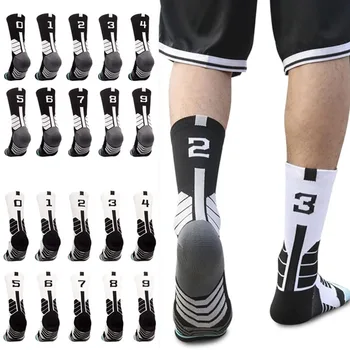 Чорапи с индивидуален номер 0-9, професионални баскетболни спортни чорапи за мъже, футболни кальцетины, компресия чорапи за фитнес, джогинг