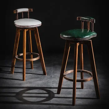 O238 Солидна дървена науглероживаемый бар стол, американски въртящ се бар стол, стол на рецепцията, творчески висок бар стол за дома