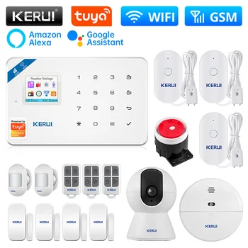 KERUI W181 WIFI GSM Аларма Sasha Smart Home Kit Аларма Поддръжка на Алекса с Датчик за Движение, Датчик Сензор на Вратата 120 DB Сирена Камера