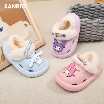 Sanrio/ Зимни детски подвижни памучни чехли, комплект за момичета, скъпа нескользящая топло обувки модел от анимационен филм, а Коледен подарък за дома