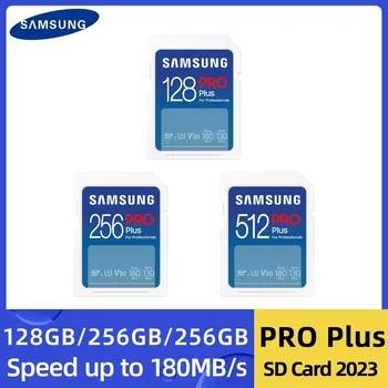 Samsung Pro Plus SD карта, 128 GB, 256 GB, 512 GB Class10 U3 V30 Висока 180 MB Дигитална Карта с Памет UHS-I SDXC за камерата