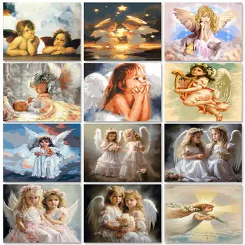 GATYZTORY Картина на цифрите Оцветяване на номерата на Ангелите Картина на платно за възрастни Персонализиран подарък работи ръчно изработени