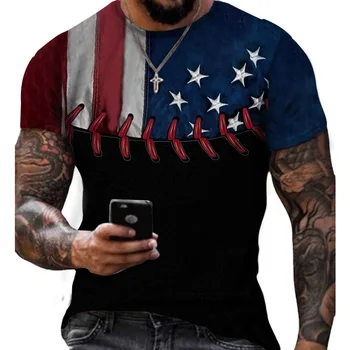 2023 Нова Лятна Мъжки Детска тениска с 3D-принтом и кръгло деколте С къс ръкав, 4 юли, Патриотичен Декор, Флаг на САЩ, Денят на Независимостта, Върхове