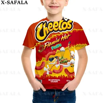 Гореща тениска Cheetos Food Puffs За Момчета, Блузи с къс ръкав, Детски Дрехи за момичета, Лятна Тениска, Дрехи за Деца 2-8 Лет13