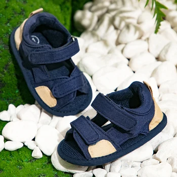 Нови летни детски парусиновые сандали за бебета момчета и момичета, нескользящая обувки подметка 0-18 месеца