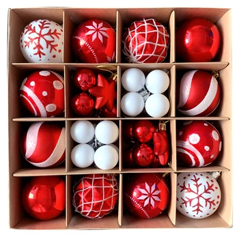 42шт Коледна топка бижута, Цветен пластмасов Небьющийся набор от коледни украшения за коледна елха, Висящи украшения 3-6 см
