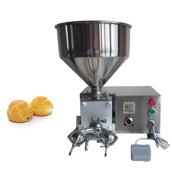 Машина за пълнене на бутер тесто Електрическа машина за производство на понички, сладкиши, конфитюр, сирни на сметана от неръждаема стомана