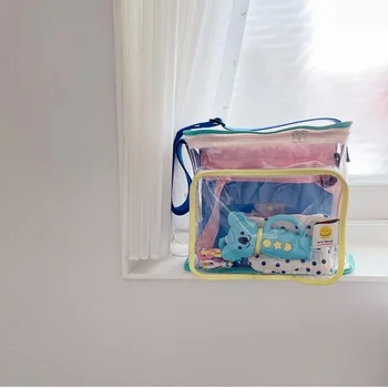 Корейската чанта за плуване Ins, Прозрачна, подходяща по цвят, водоустойчива чанта за съхранение на играчки на плажа, празнична чанта