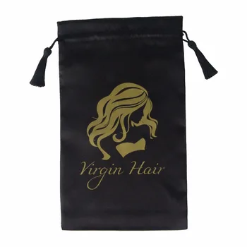 5шт Черна чанта за коса Дева от отвътре, опаковане чанта, чанти дантела прозорци, чанта за дрехи за удължаване на косата