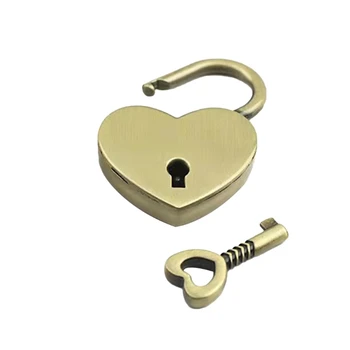 Мини сърца под формата на архаични брави с ключ, метален катинар на желанията, в ковчег за бижута, декоративен заключване за влюбени, момичета, студенти