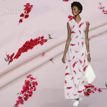 Сверхтолстая 30 мм естествена коприна тъкани от плътен жоржета с двустранно изображение на флората в две цветове за женски рокли Италия SP6612