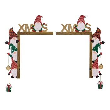 2 елемента Празнична Коледна Украса рамката на Вратата на тема дядо коледа и Северен Елен Стенни Знак Стенни, Ъглови Табели, Висящи Украшения на Совалка