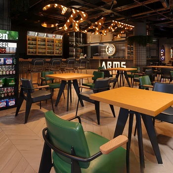 Стандартен стол в индустриален стил, комбинация търговски барного бюрото и стола, ресторант западна кухня Qingba, ресторант-барбекю