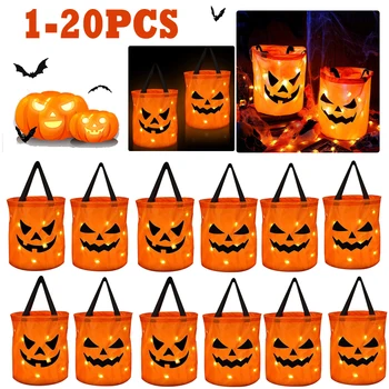 1-20 бр Многофункционални чанти за партита за Хелоуин с led осветление, множество чанта за подаръци, големи, за да проверите за Хелоуин, Сувенири