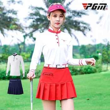 Дамска риза за голф PGM, спортна тениска с дълъг ръкав, мини-пола за голф, чорапи за голф, дамски дрехи за голф.