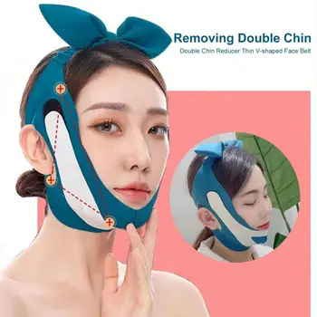 Тънък колан за лице 3D лифтинг, висока еластичност, придающий формата лице, уменьшающий двойна брадичка на 360 °, физическа стречинг, лента за стягане на лице, калъф за сън