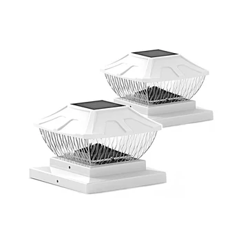 Външните светлини на слънчева стълба - 2 комплекта, 2 режима, слънчева светлина за фехтовка на палубата, водоустойчив светлини на слънчеви батерии IP65, бяло