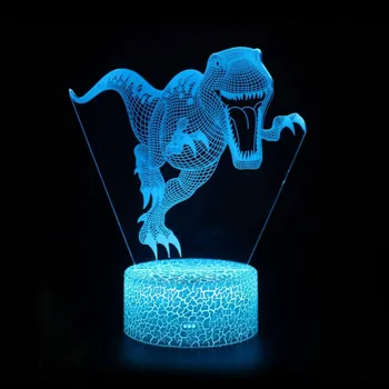 Нощен Динозавър Тианнозавр лека нощ 3D Оптична илюзия Led лампа Интериор на детската стая с Играчки Коледен подарък за рожден Ден за момчета