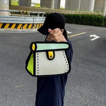 Хубава чанта за през рамо в 3D стил, мультяшная чанта с 2D модел, холщовая чанта-месинджър, ежедневни чанти през рамо, чантата за мобилен телефон