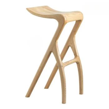 Скандинавски Модерен Масивен Бар Стол Дървена Табуретка Креативен Дизайн на Обедната на Стола, Дървени Шезлонги За Почивка На Високи крака Salle Manger Furniture WZ