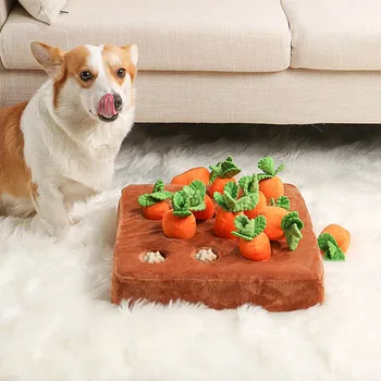 Играчки за кучета, подложка за снаффла за домашни любимци, плюшена подложка с моркови, Иновативен Плюшено подложка за зеленчуци, Репички, Плюшен Морков, Интерактивни играчки за кучета
