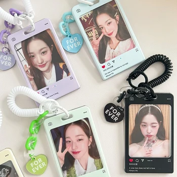 Акрилни титуляр за фотокарточек INS Star Корея фоторамка Kpop Idols 3-инчов Скъпа поставка за показване на сладки картички Декор на работния плот Ръкав за картички