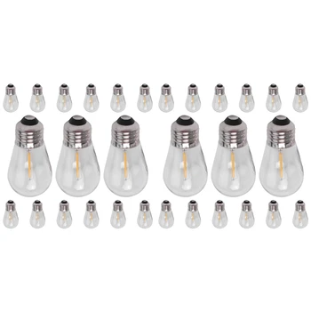 30 Опаковки резервни крушки 3V LED S14 Нечупливи външни слънчеви гирлянди Топло бяло