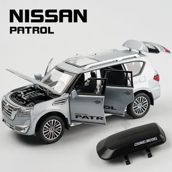 1:32 Nissan Patrol Molded Под натиска на Модел На превозното средство Y62 От сплав на Nissan Patrol С Пътен Стеллажом, Звук, Светлина, Колекция Откидных Превозни Средства, Детски Играчки