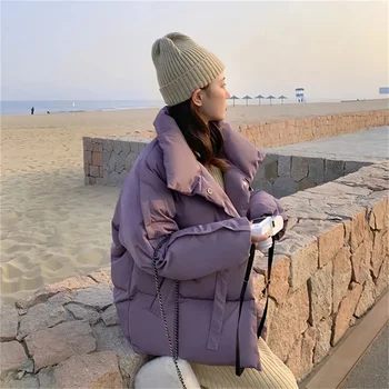 Корейската мода naka яке За жени 2024, Нови палто свободно намаляване с дълъг ръкав, зимни градини, дамски якета