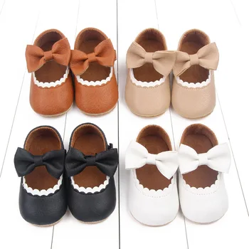 Пролет-есен обувки за малките принцеси, детски обувки от 0 до 1 година, нескользящая обувки за деца с мека подметка, лък 2766
