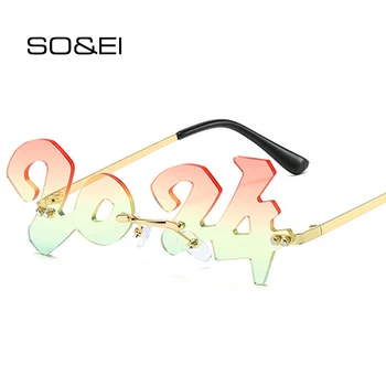 SO & EI Нови Уникални Слънчеви очила без рамки, Дамска мода 2024 г., Двуцветен Градиентные Нюанси UV400, Мъжки Слънчеви очила