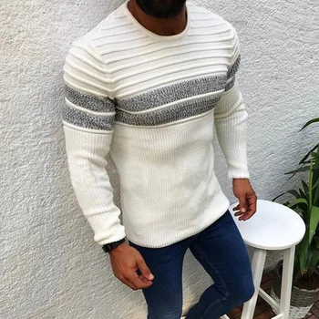 Есенно-зимен мъжки пуловер, нов удобен дишаща случайни пуловер голям размер