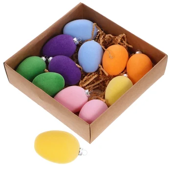 12шт Великденски висящи украшения от яйца Пролетта селска къща Великденски украси за елха (разноцветни)