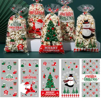 50шт Коледни Пластмасови опаковки за шоколадови Коледни сладки Подаръци пакети Снежинки, Дядо Коледа е Коледен Опаковъчен пакет Коледни сувенири