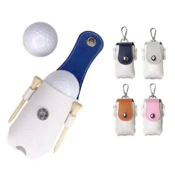 Чанта за съхранение на голф с цип-отгоре от изкуствена кожа, виси на колана, чанта за съхранение на топки за голф с метална катарама, чанти притежателите на колана за голф