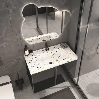 Модерен и минималистичен шкаф за баня, интелигентна комбинация от мивка