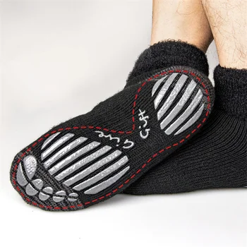 Мъжки термоноски, зимни удобни нескользящие чорапи с подгряване за по краката, топло изолирана, за дома сън, Меки, нескользящие чорапи на пода, дълги чорапи за мъже, подаръци