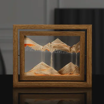 3D Картина от плаващи пясъци Пясъчен Часовник с въртяща се дървена рамка, движещ Се пясък, Пясък пейзаж, Начало декор, Декорация на хола, стреса