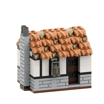 Средновековна къща Gobricks MOC, съвместим с модел на замъка Lion Knight, строителни блокове, забавни играчки за деца, подаръци
