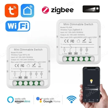 Sasha ZigBee WiFi Smart Dimmer Switch 2-полосное управление Изисква неутрален модул за изключване на яркостта Voice Работи с Алекса Google Home
