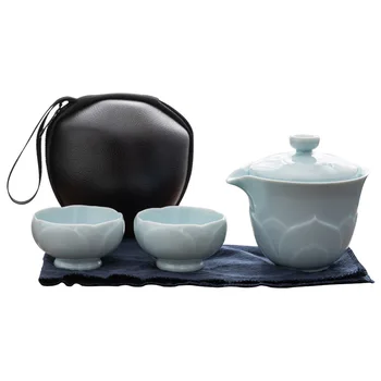 Пътен Чай набор от Преносими Експрес-чаша Кола Външен Преносим Чайник Чаена чаша Керамични Чай набор от Кунг-фу