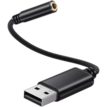 Аудиоадаптер с 3-кратно от USB конектор 3.5 Мм за слушалки, Външна стереофоническая звукова карта За КОМПЮТЪР, лаптоп, За PS4, За Mac (0,6 метра, черен)