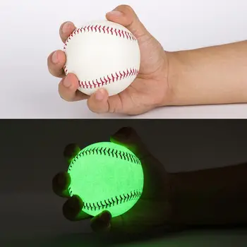 Специална кожена бейзболен топката с подсветка официален размер за една нощ тренировка, светлинен играта на топка, сребристо, светло бял