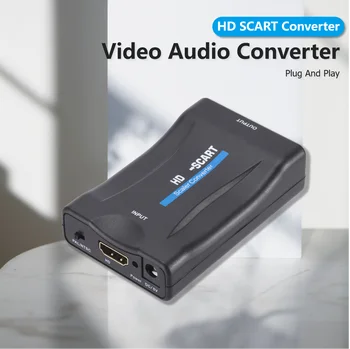Видео-аудио конвертор, който е съвместим с 1080P SCART в HDMI, USB-кабел за HDTV Sky Box STB ТВ DVD Plug And Play