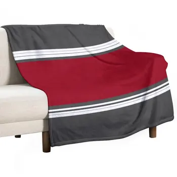 Одеяло в сиво и червено райе, луксозно одеяло, декоративни покривки за легло