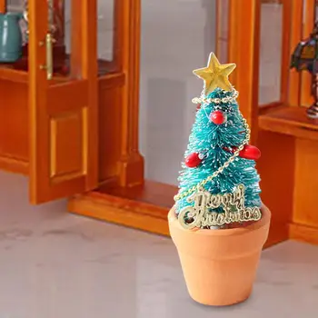 Коледна украса за куклена къща 1:12, мини Коледно дърво, имитация на фестивала в саксии, Сувенири за празнични партита, екстремни, Страхотна градина, Притворная играчка