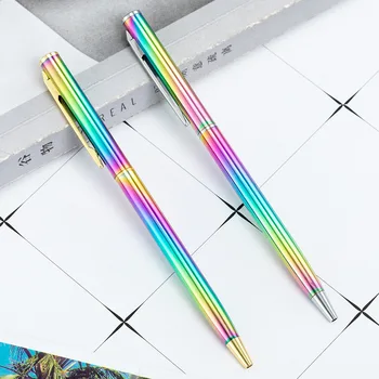 20pcs, Градиент метална химикалка писалка, Сладки въртящи се химикалки, бизнес дръжка, офис и училищни консумативи english
