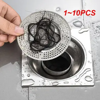 1 ~ 10ШТ Филтър за канализация на мивки от неръждаема стомана Телени мрежи за източване в тоалетната, банята, Сетчатую тапата за източване на пода, антиблокирующую корк за коса, Капан за коса