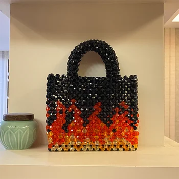 Ексклузивна Дамска чанта ръчна изработка от мъниста с модел на вулкан, дизайнерски писалки, портфейли 2023, лятна парти, Плажен Акрилни мъкна, дама